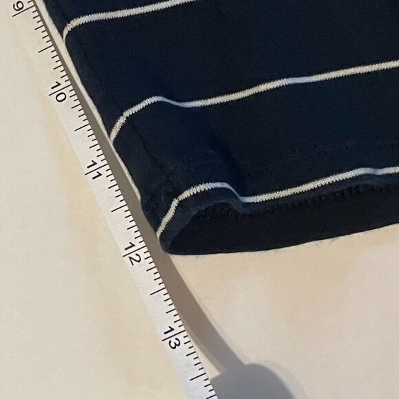 J. Jill Pima Cotton 3/4 Sleeve V-Neck Top Navy White Stripe Pullover, Size L - Picture 10 of 11